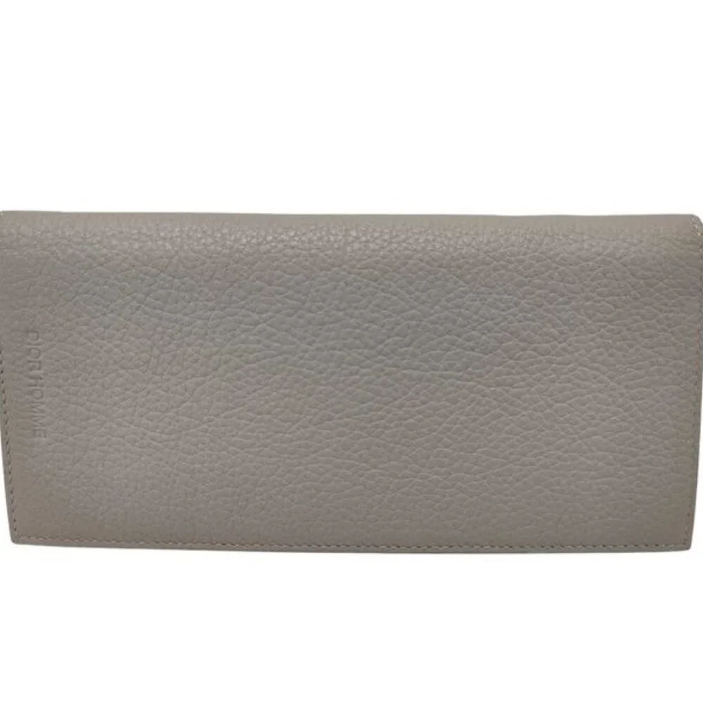 Dior Homme Wallet Gray Leather Bifold New